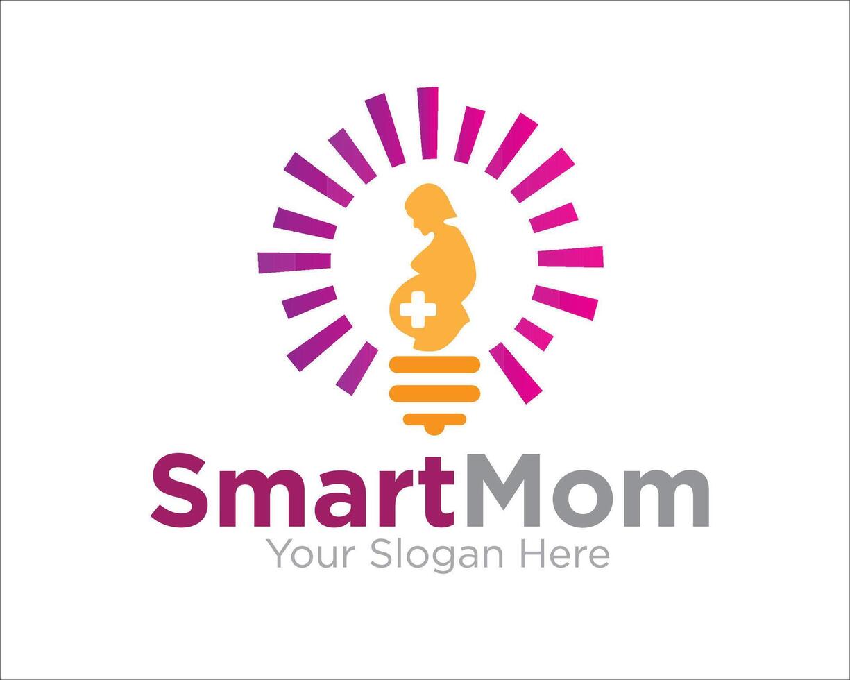 smart pregnant mom logo designs for medical consult vector
