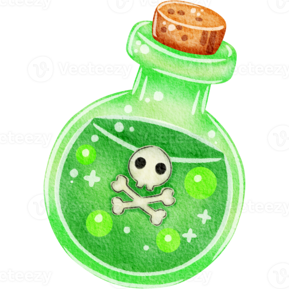 Happy Halloween. trick or treat. green poison elements clip art hand drawing png