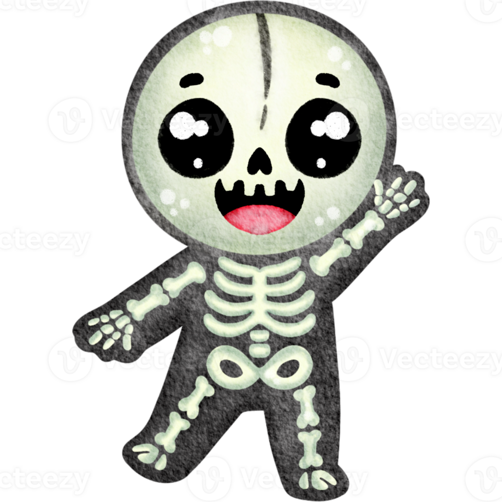 Happy Halloween. trick or treat. cute skeleton elements clip art hand drawing png