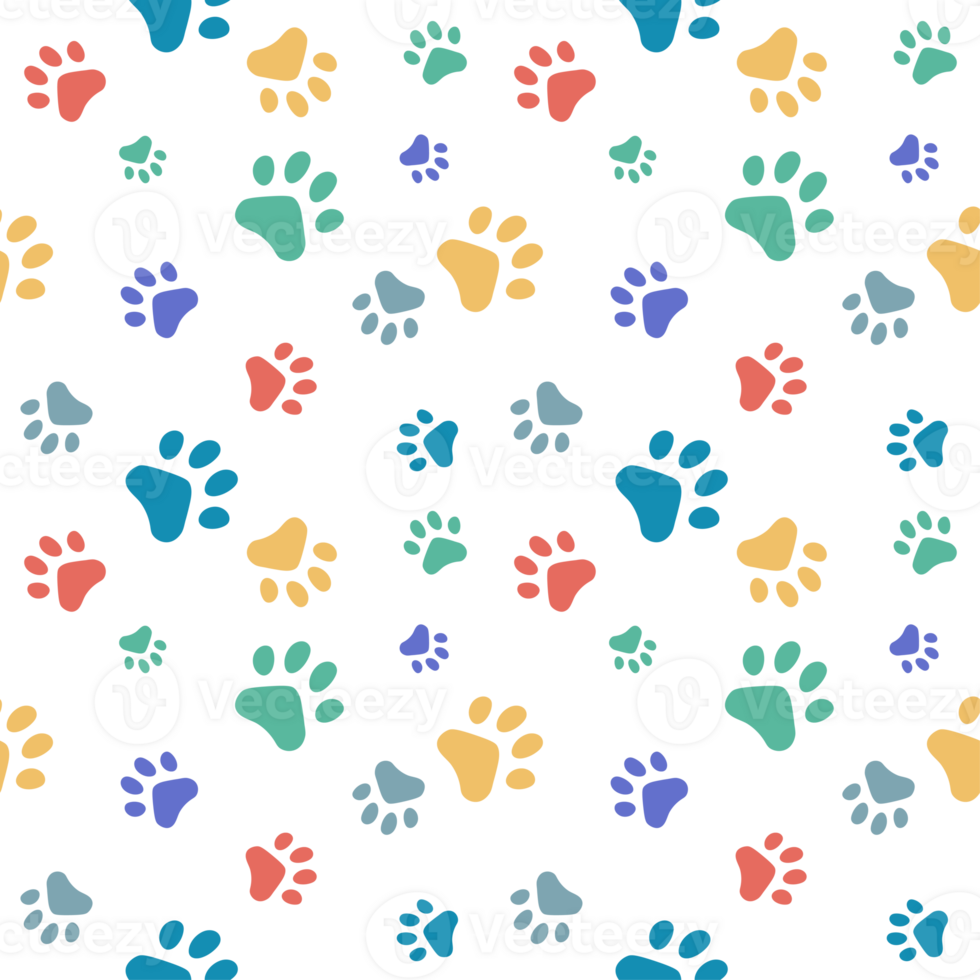 Seamless pattern with cat paw prints png