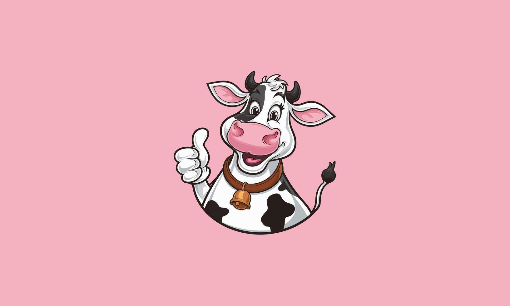 Happy cow giving a thumbs up with a cheerful expression. vector