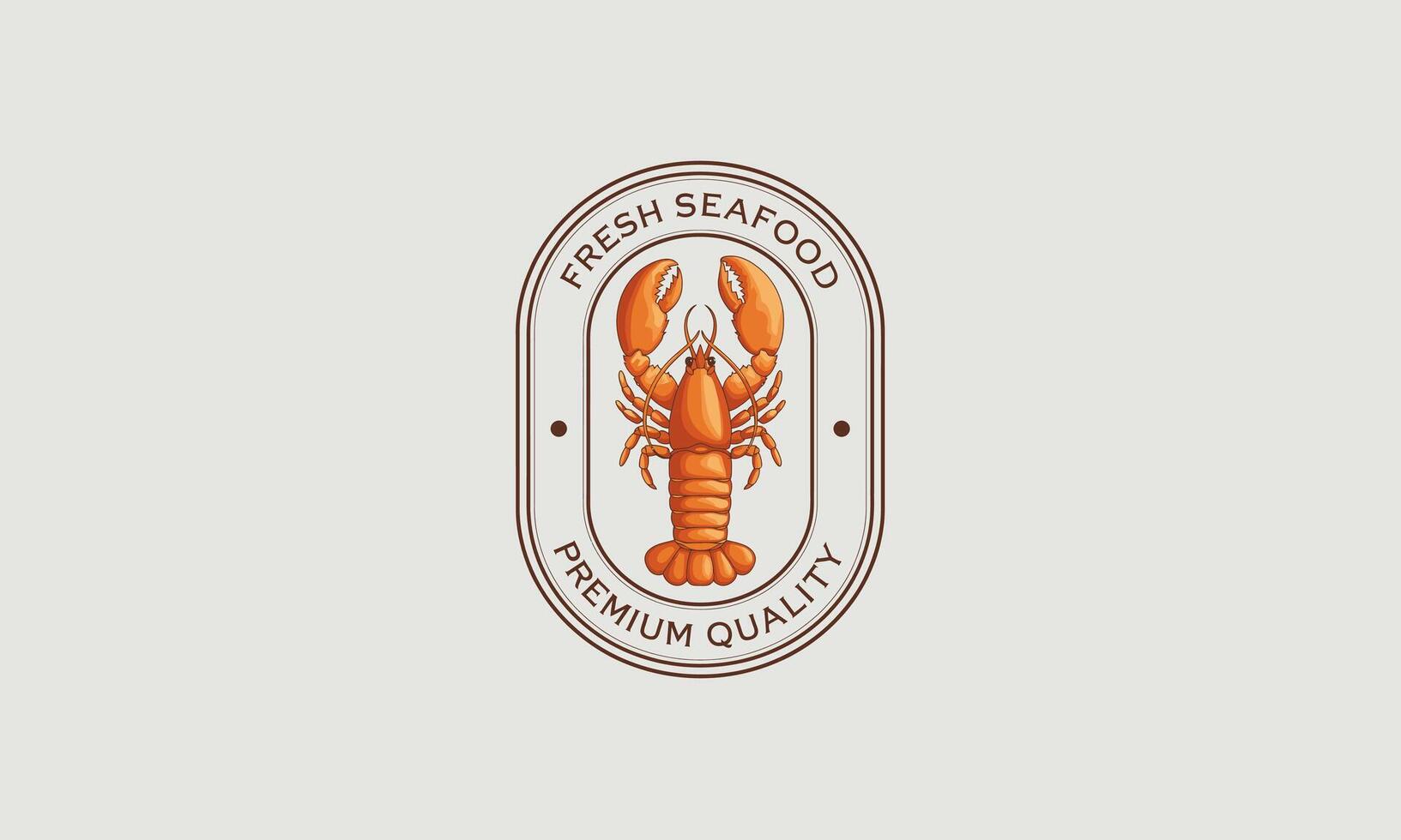 Seafood restaurant logo featuring a lobster with a premium banner design. vector