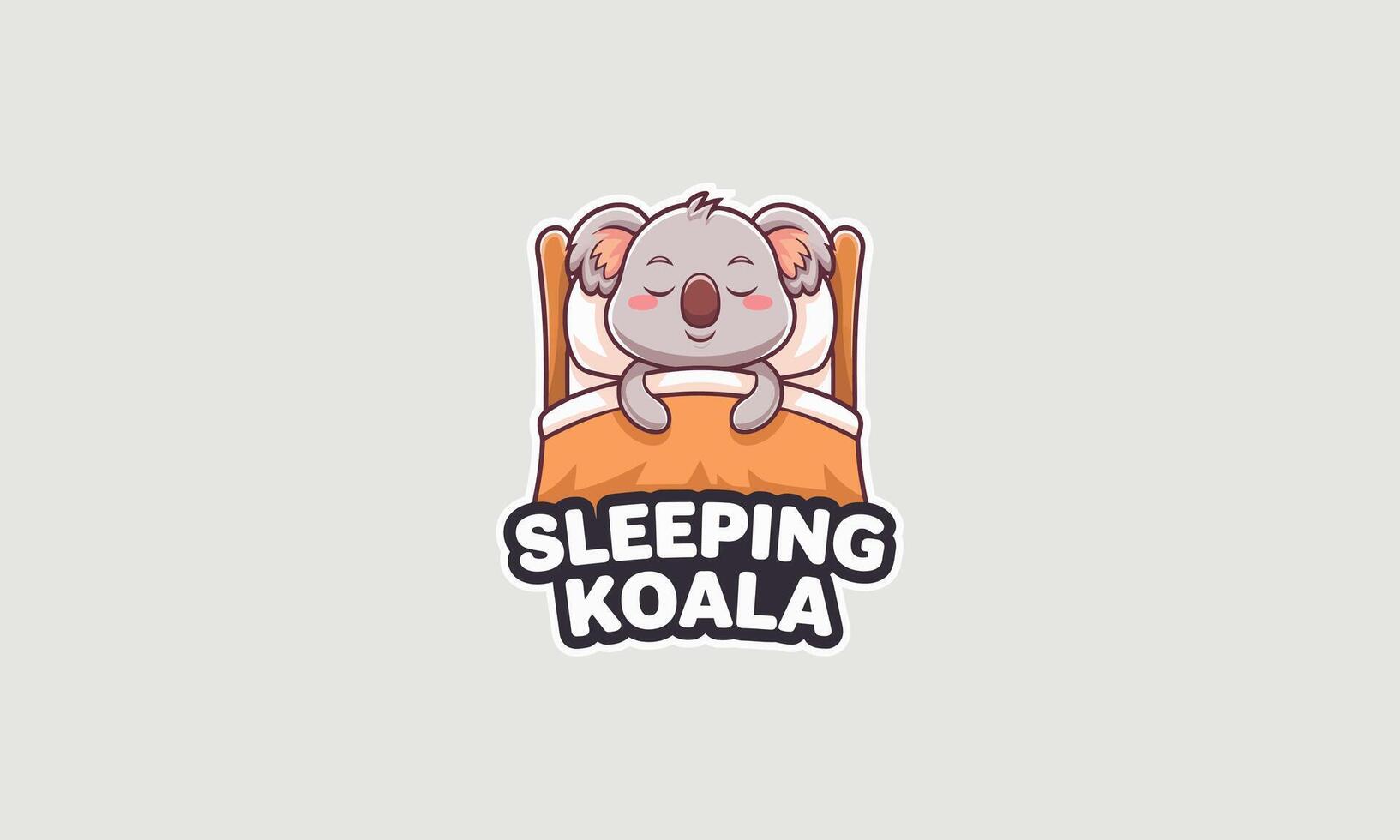 A cute koala sleeping in bed, peaceful and relaxed expression. vector