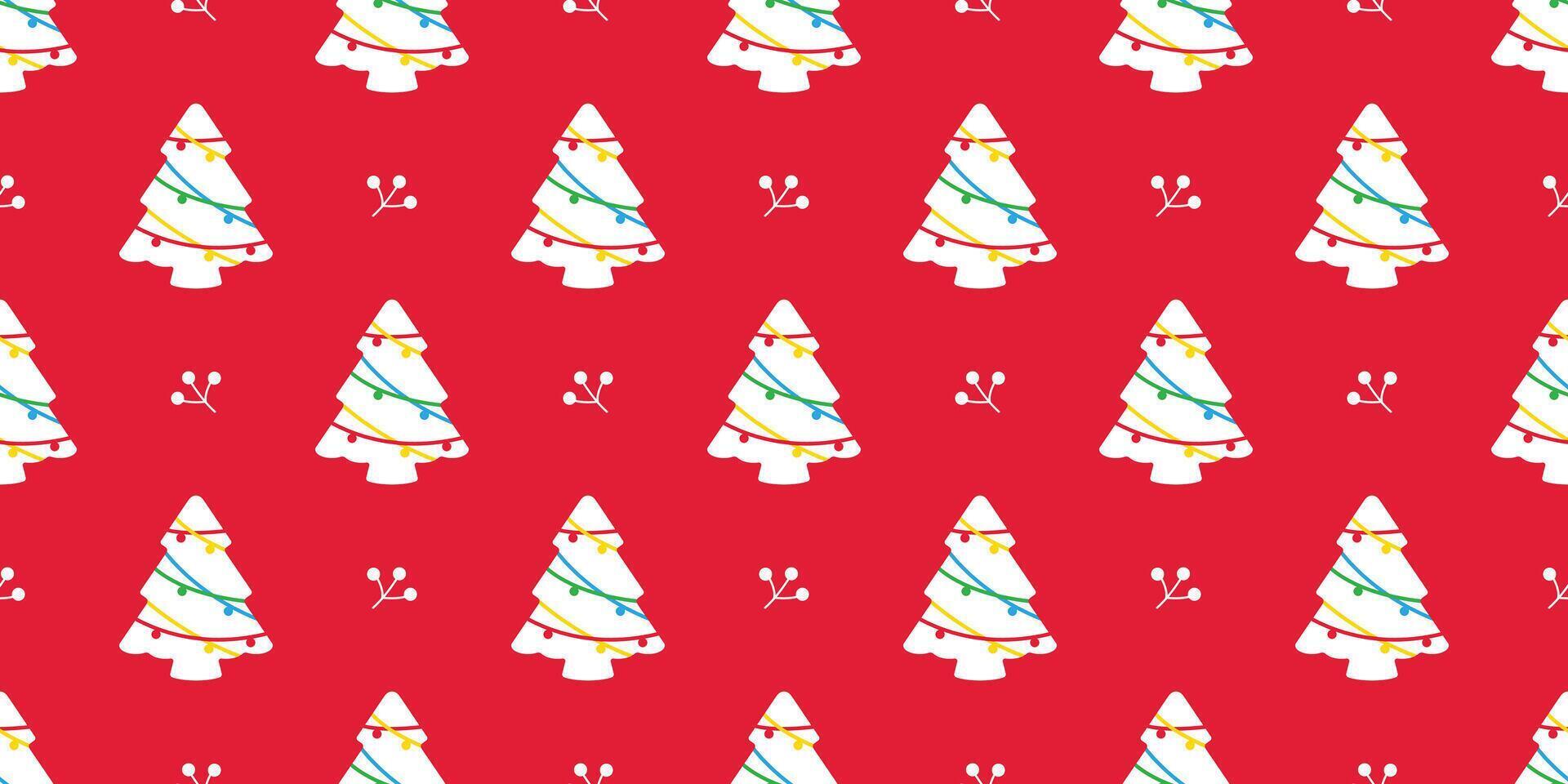 christmas tree seamless pattern Santa Claus cartoon gift wrapping paper tile wallpaper repeat background scarf isolated illustration design vector