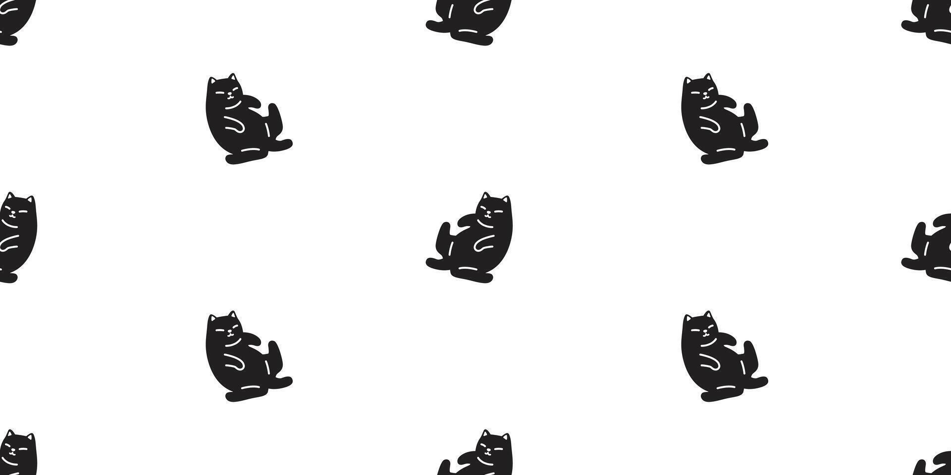 cat seamless pattern black kitten calico sleeping gift wrapping paper tile background scarf isolated repeat wallpaper cartoon illustration design vector