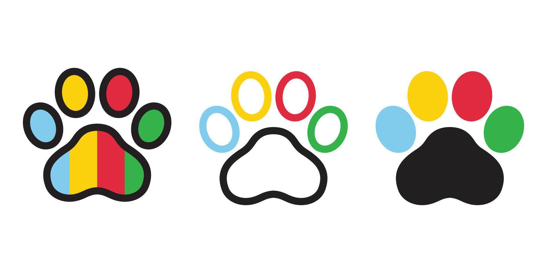 dog paw icon footprint rainbow colorful logo french bulldog cartoon symbol character illustration doodle design clip art vector