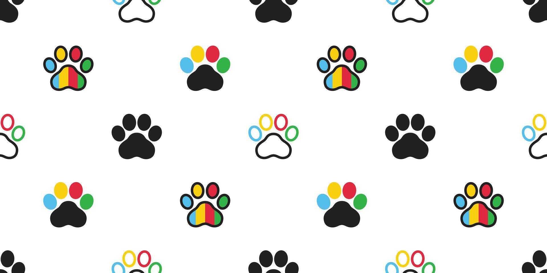 dog footprint seamless pattern paw cat rasta rainbow pet puppy breed cartoon doodle tile background repeat wallpaper illustration design isolated vector