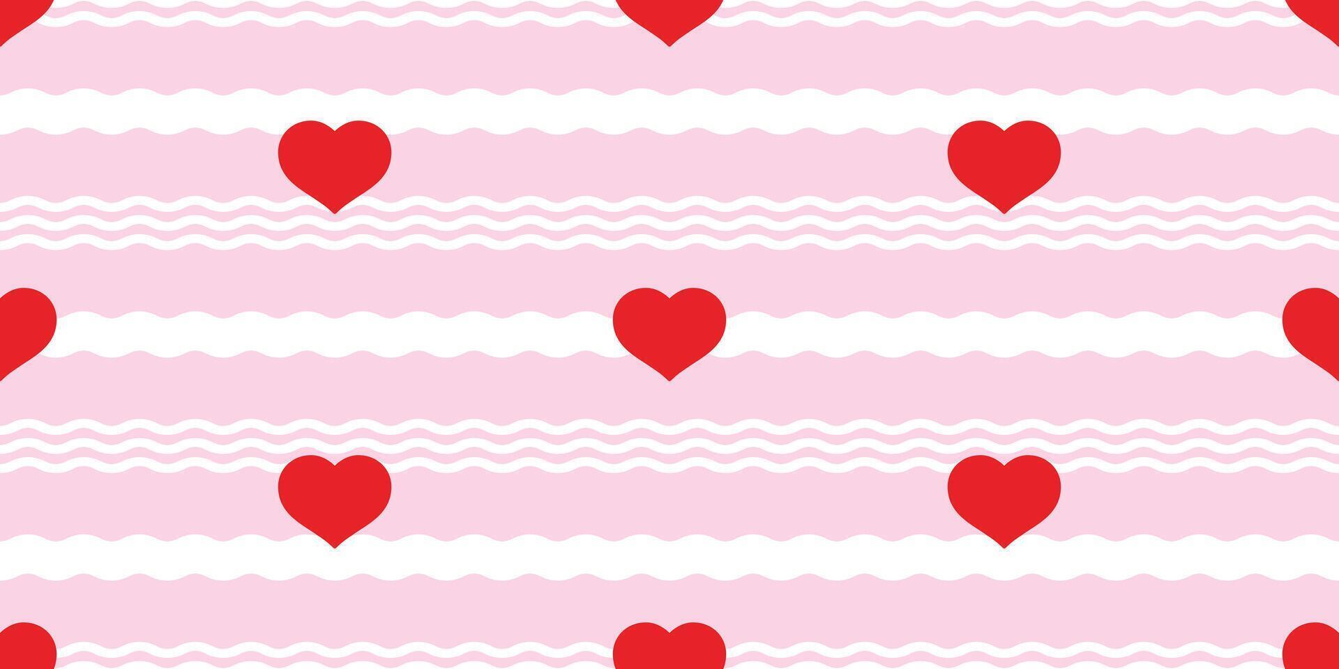 heart seamless pattern valentine wave cartoon tile background doodle repeat wallpaper gift wrapping paper illustration design isolated vector