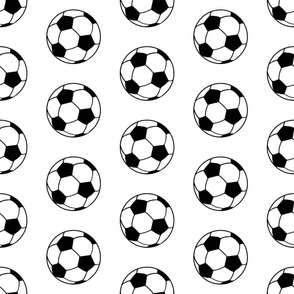 Seamless pattern of hand drawn football and soccer balls on isolated background. Design for back to school print, scrapbooking, textile, home and nursery decor, paper craft. vector