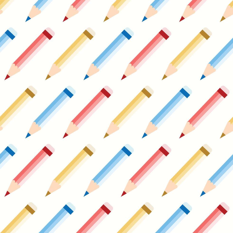 Seamless pattern of hand drawn pencils on isolated background. Education design for back to school prints, scrapbooking, textile, home and nursery decor, paper crafts. vector