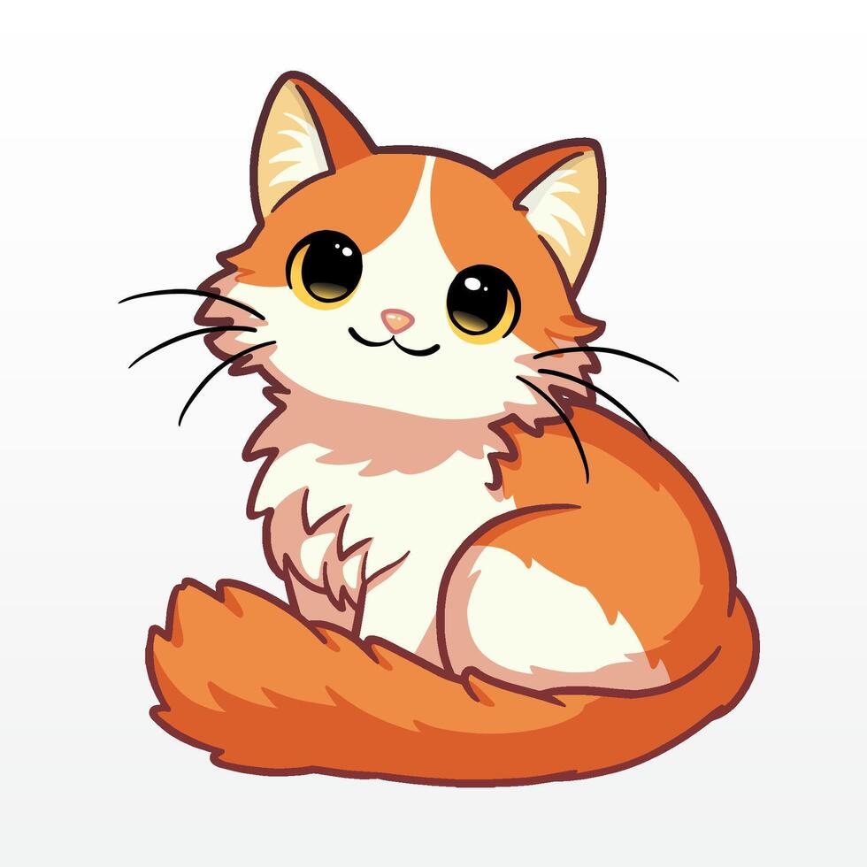 cartoon-style orange and white cat with a friendly expression vector