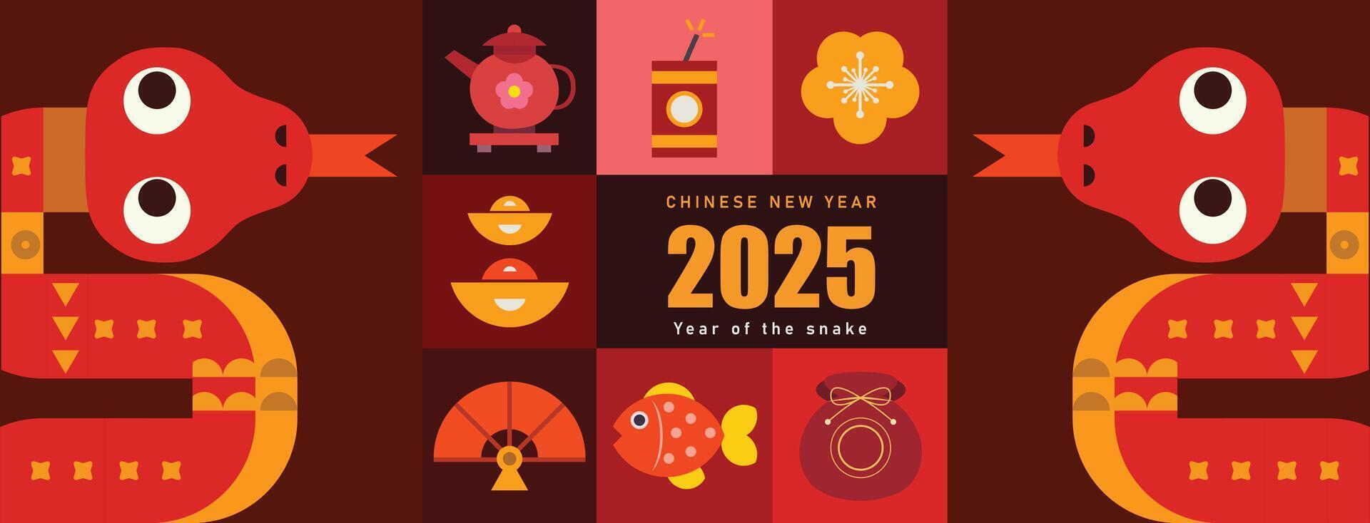 Chinese New Year 2025. Set of Backgrounds. Festive Gift Card Templates. Modern Flat Design Elements. Festive Ads, Web Poster, Flyers and Brochures, Greeting Cards, Bright Group Covers vector