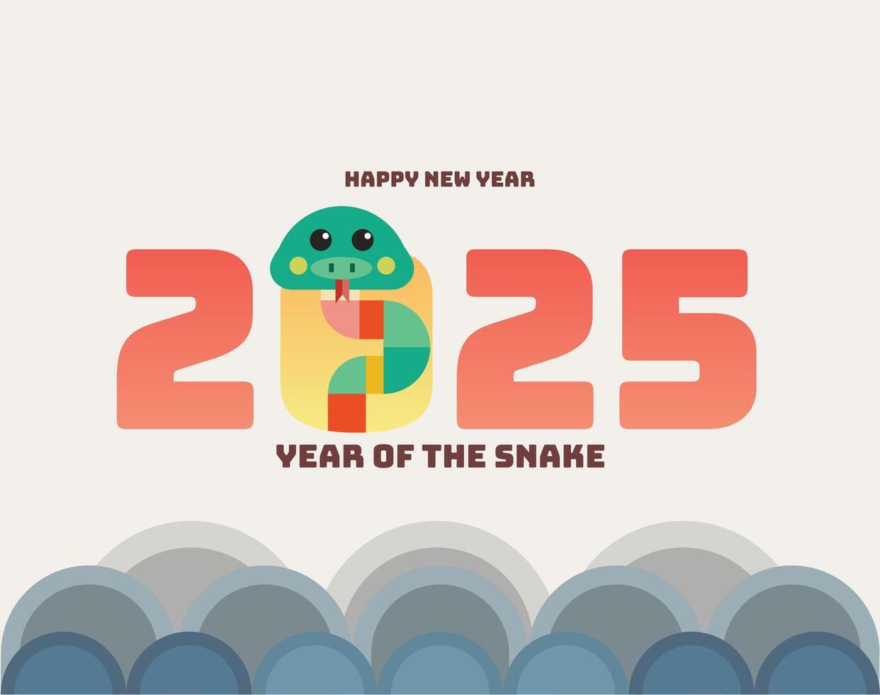 Happy Chinese new year 2025 with number on art wall concept. Happy new year 2025 modern art banner template vector