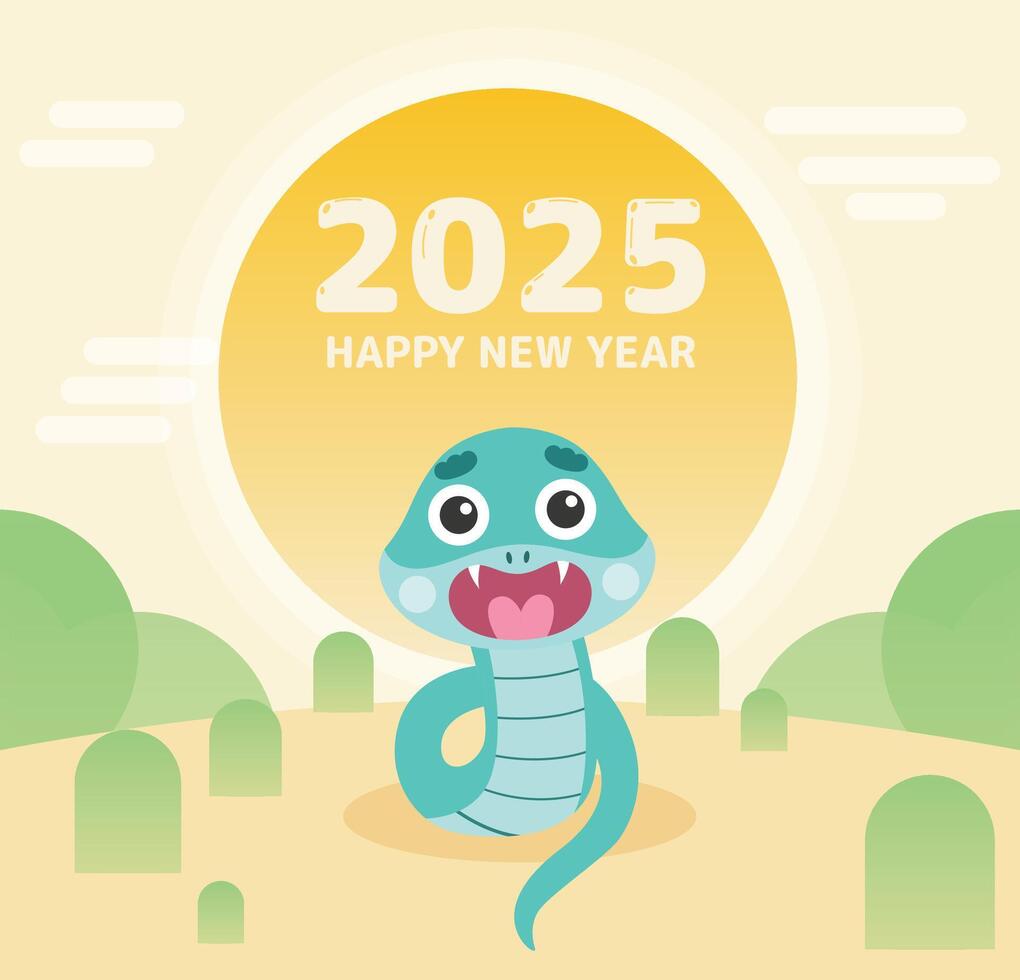 Year of the snake 2025, illustration Korean New Year, New Year 2025 vector