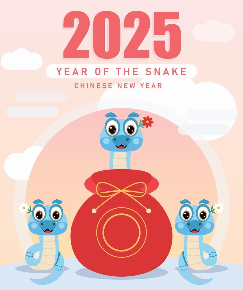 Illustration of 2025 in gyemyo New Year with snake character vector