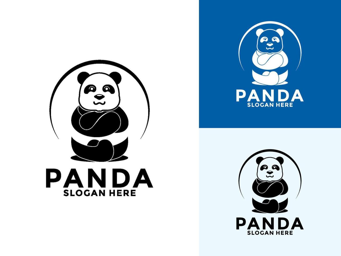 Happy Panda logo icon , Cute Panda logo design template vector