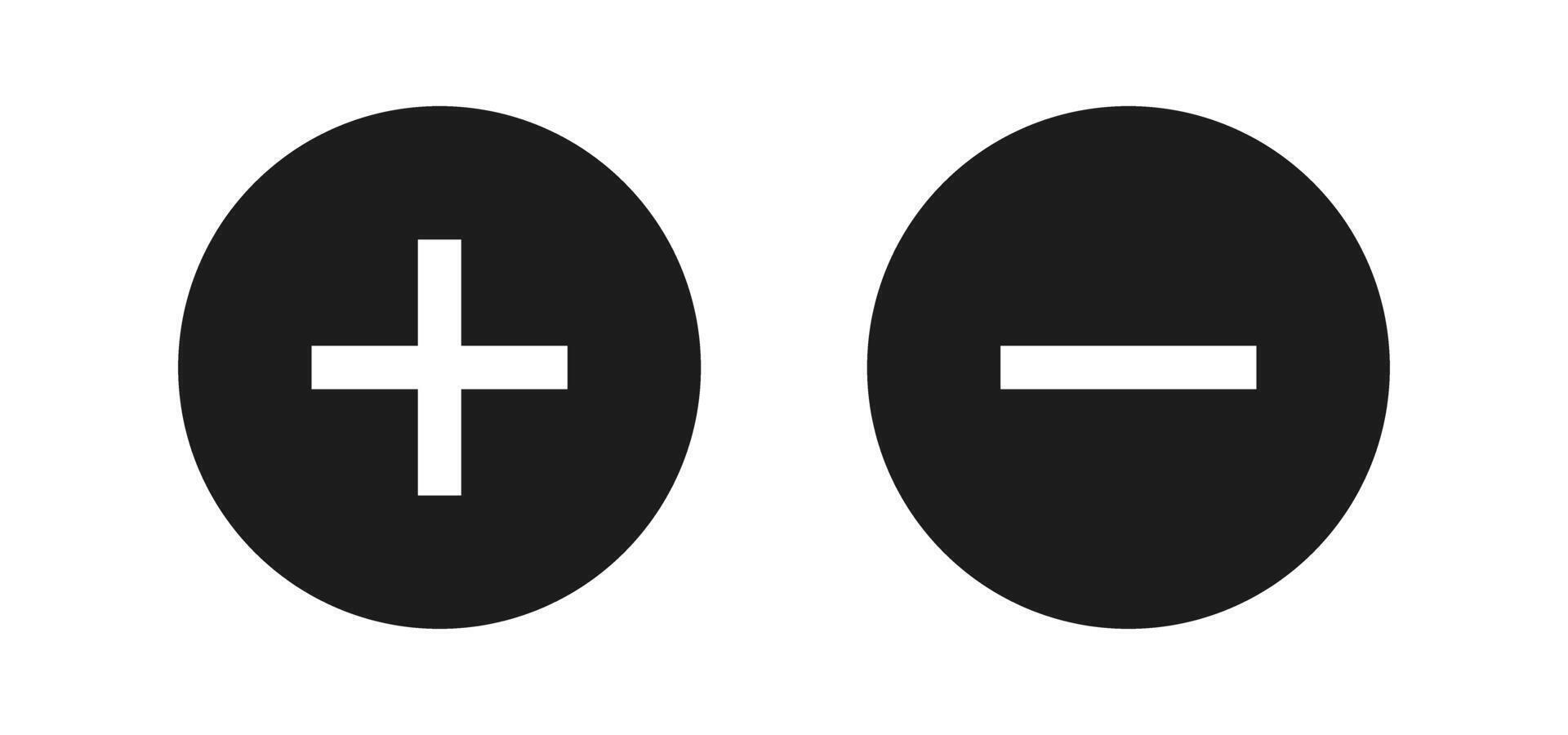 Add and remove round button icons. Plus minus circular web element icon illustration vector