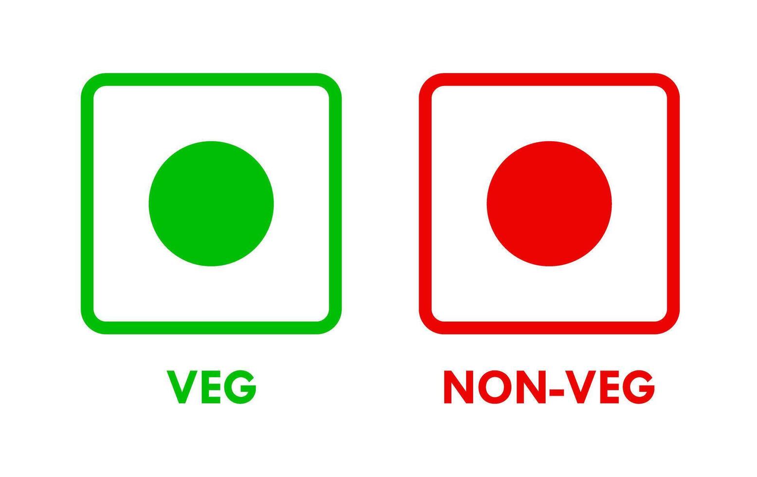 Veg and Non Veg Food Packaging Mark Symbol Icons Illustration vector