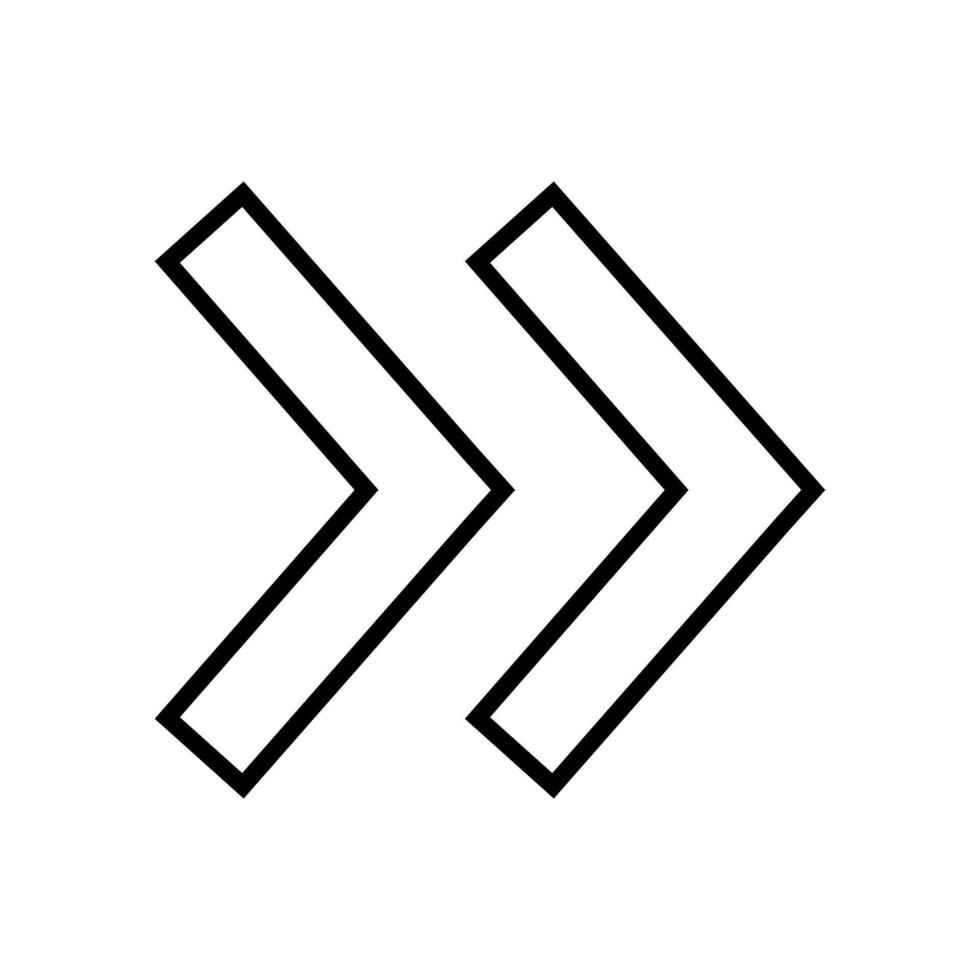 Arrow forward outline style icon. Two line arrows in right direction illustration vector