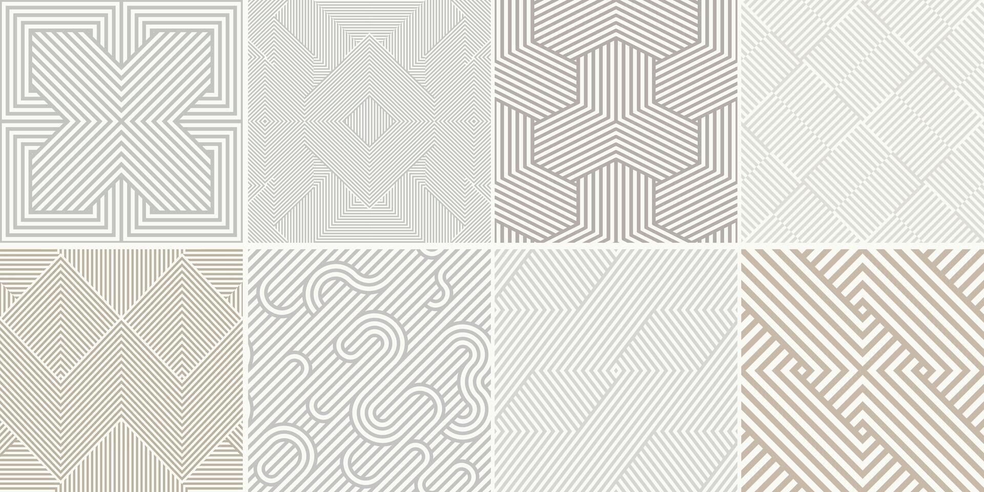 Collection of seamless weave geometric patterns. Monochrome repeatable striped textures - creative elegant backgrounds. Line art modern design vector