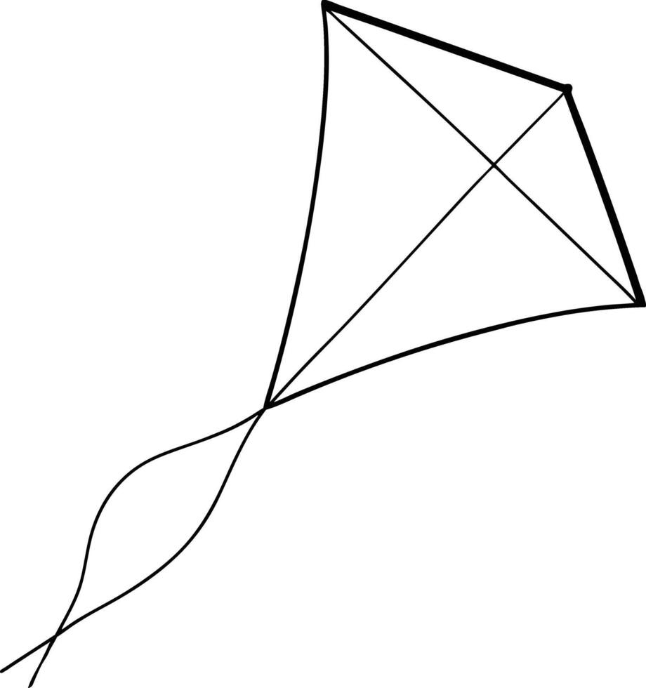 Black and white kite outline art illustration design vector