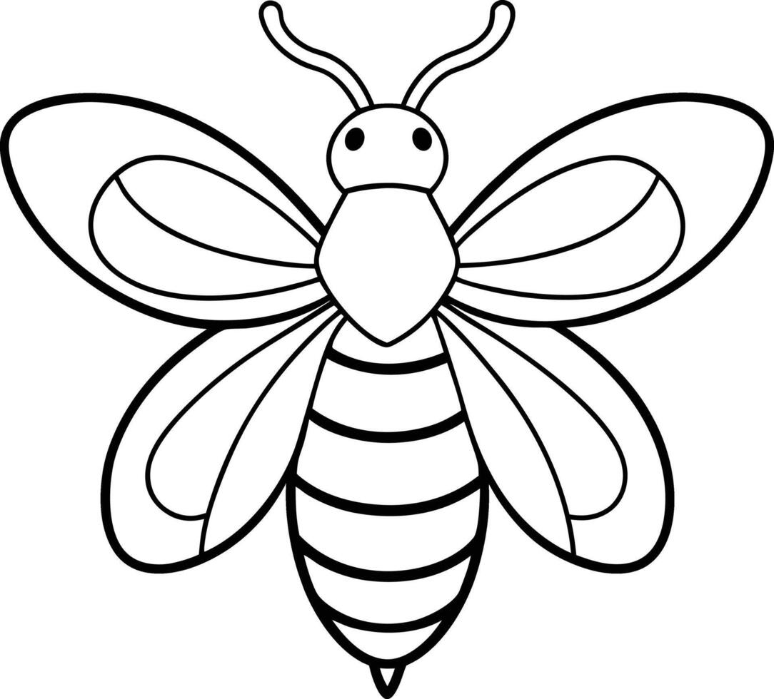 A minimalist outline of the bee with creative smooth lines. vector