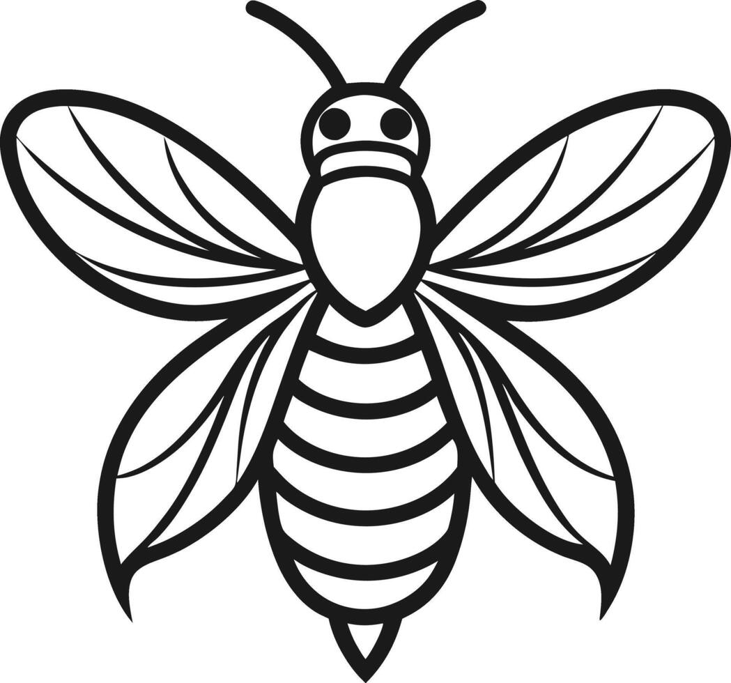 A minimalist outline of a bee with smooth lines vector