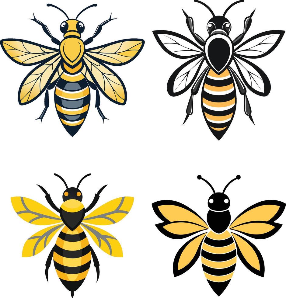 The set of a bee colorful art illustration design vector