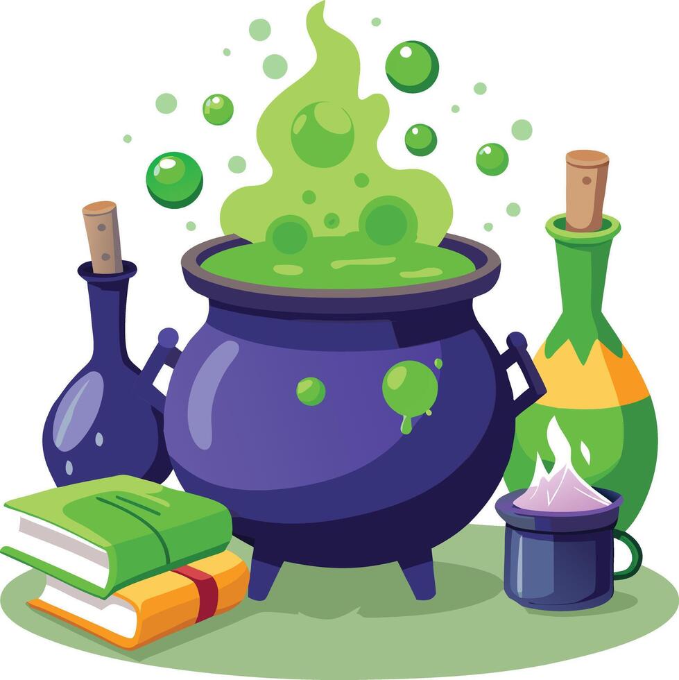 Halloween witch cauldron with potion clipart vector
