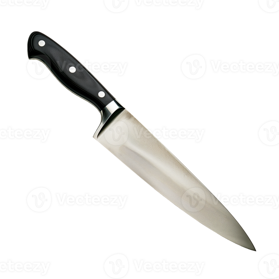 Professional Chef Knife on Transparent Background for Culinary, Kitchen, and Cooking Use - High-Quality Stainless Steel Blade with Ergonomic Handle - Perfect for Slicing, Dicing, and Chopping Tasks png