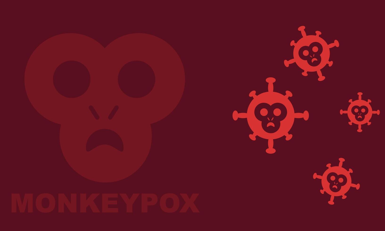 Monkeypox virus. Banner with text, virus cells and monkey silhouette. Virus disease concept. microbiology background. vector