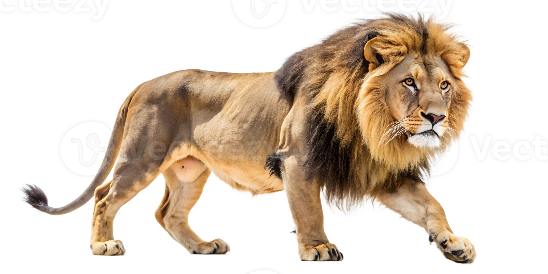 Set of lion walking on white background png