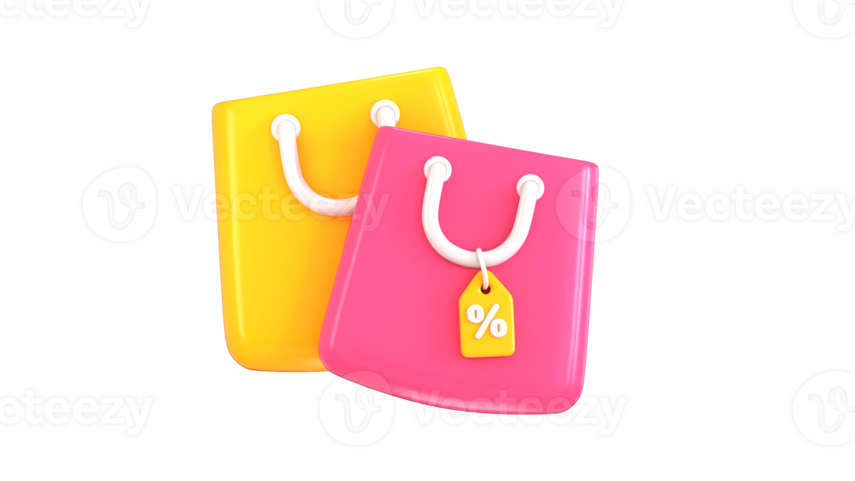 3d shopping bag icon with discount teg icon concept on online shopping icon 3d rendering illustration png