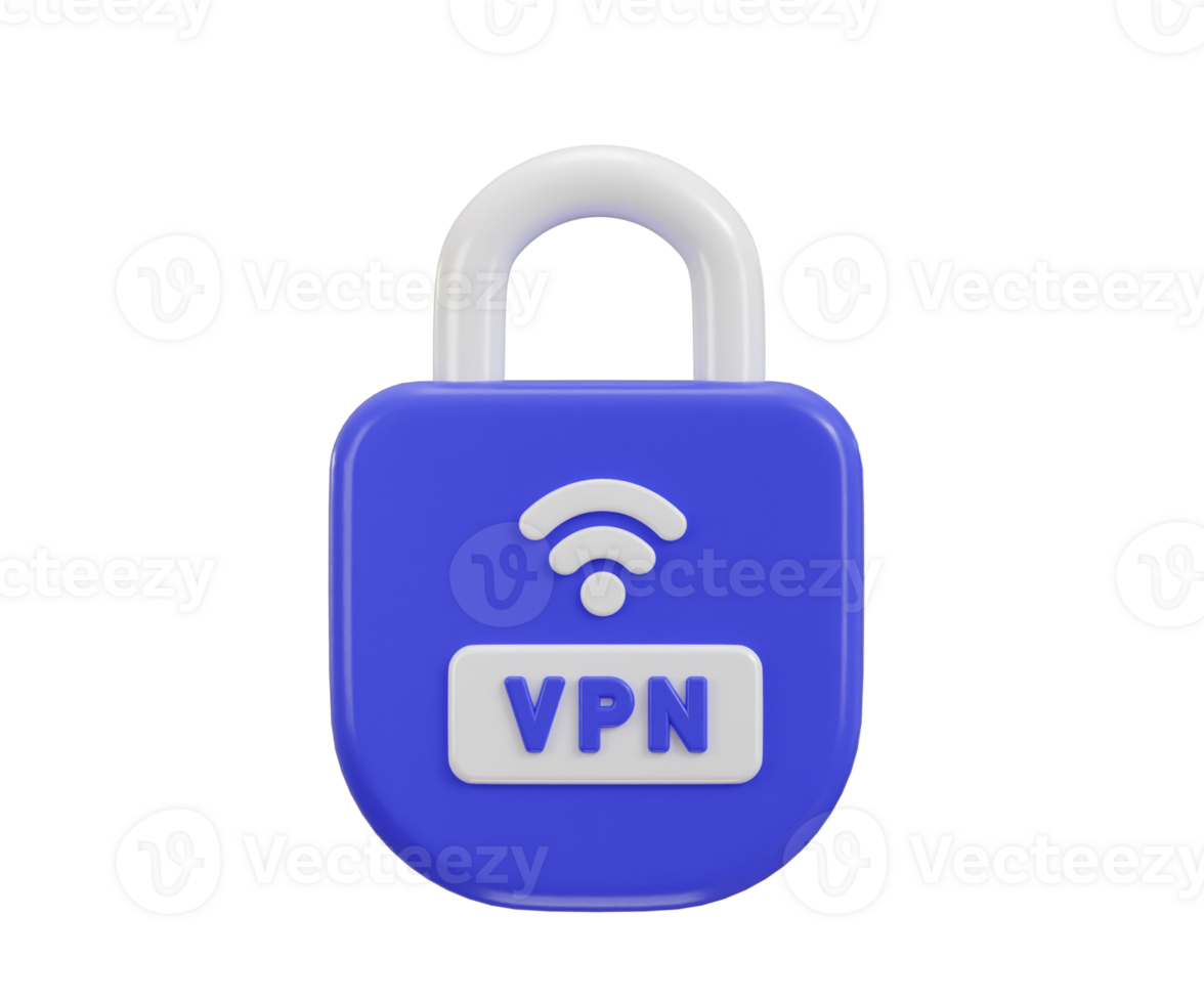 vpn icon with padlock icon 3d render concept of protected private network png