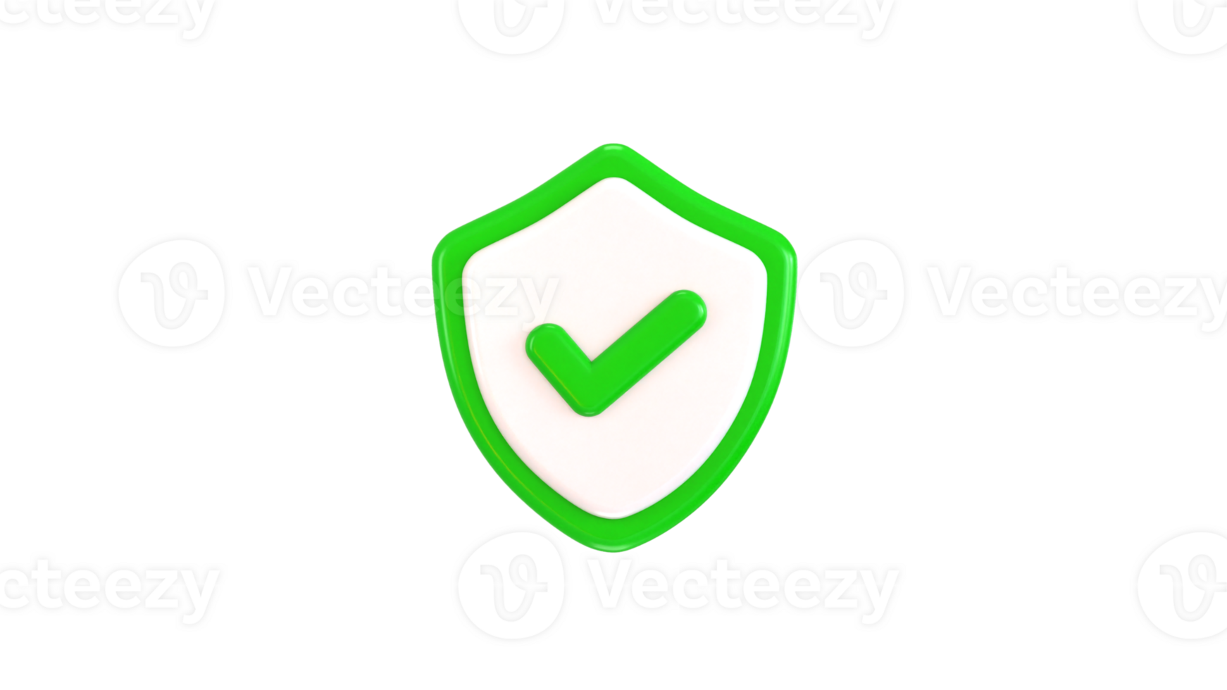 Right mark with protect shield icon 3d rendering verified icon png