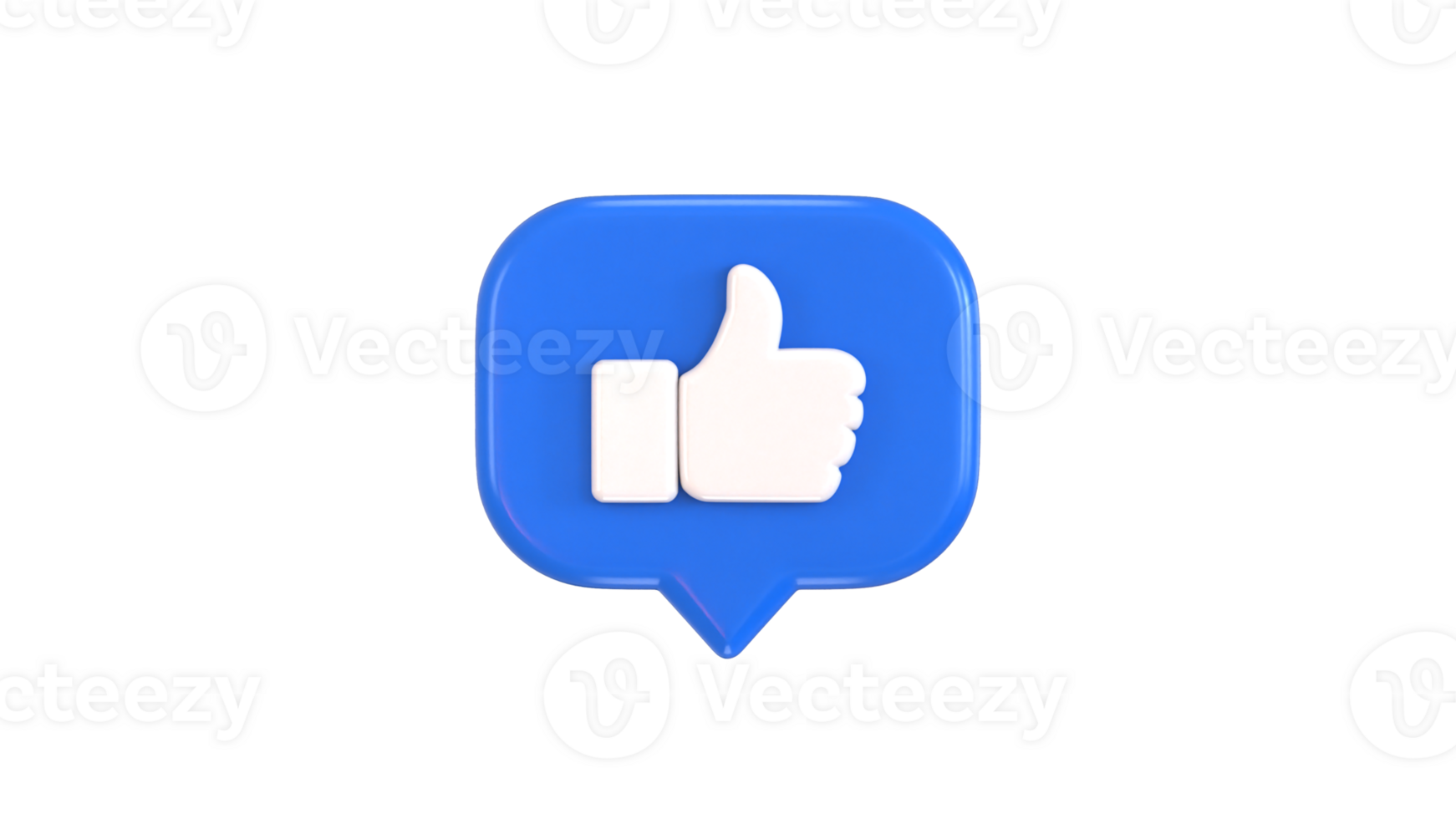 Thumbs up like with speech bubble icon 3d rendering illustration png