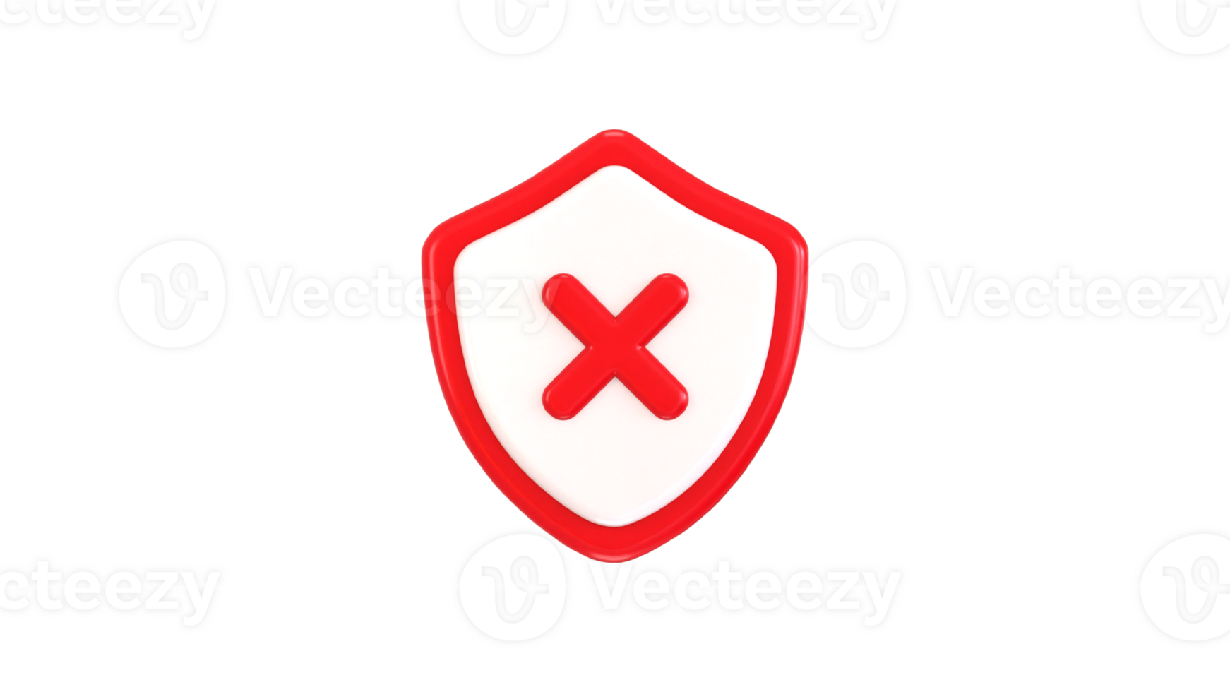 Cross mark with protect shield icon concept of security alert icon 3d render png