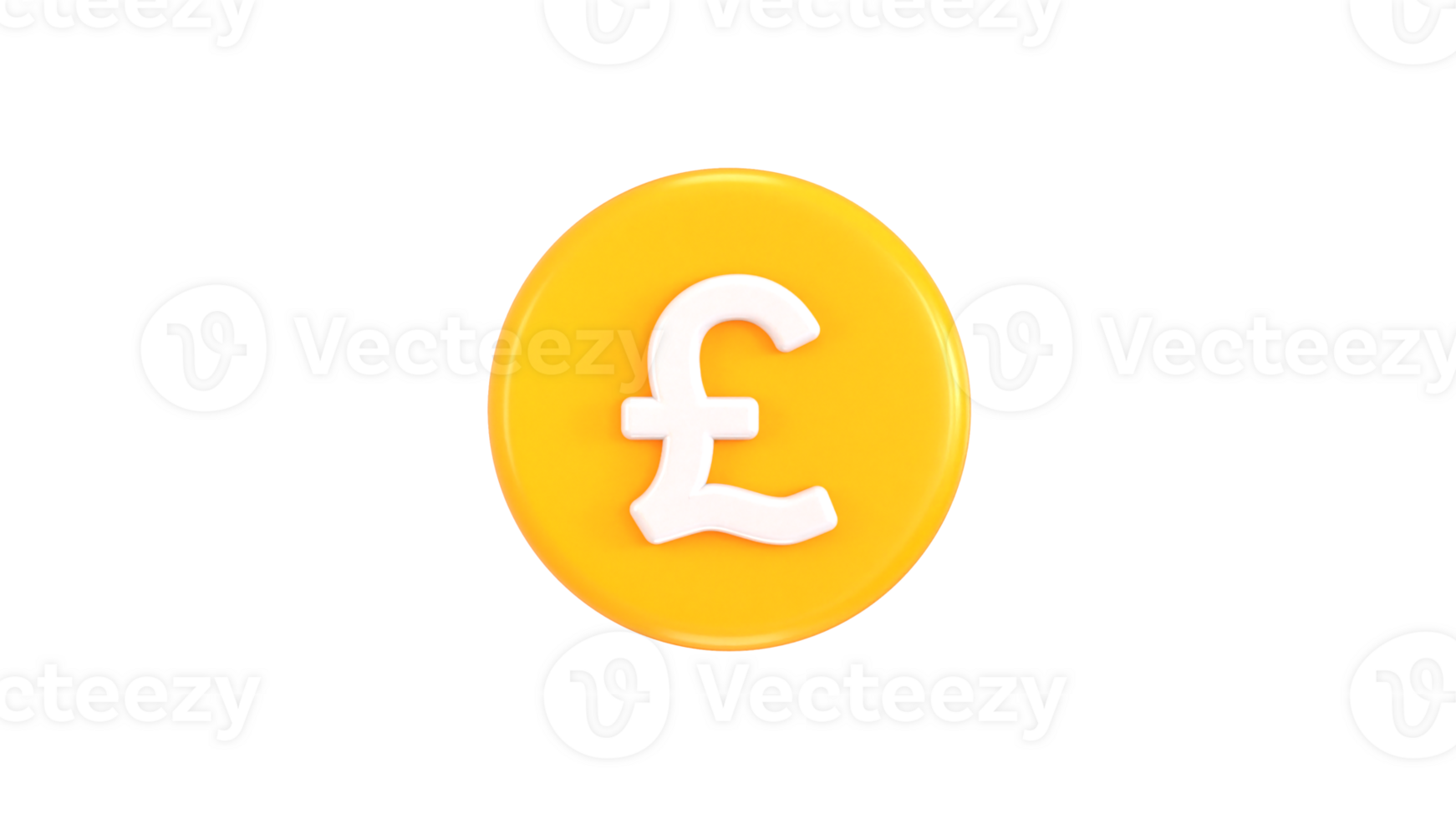 Golden pound coin uk currency symbol 3d rendering illustration png