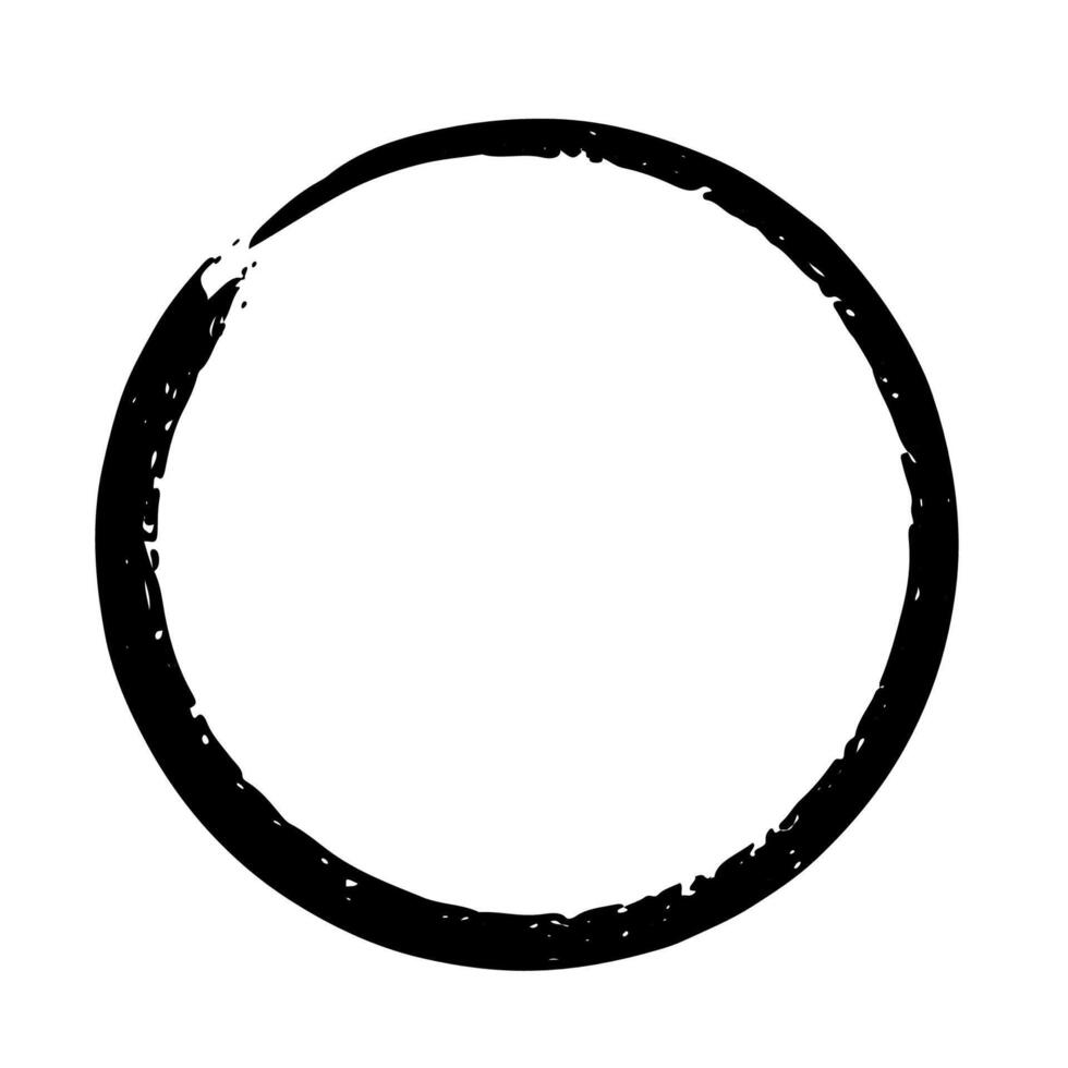 Circle black ink brush strokes on white background vector