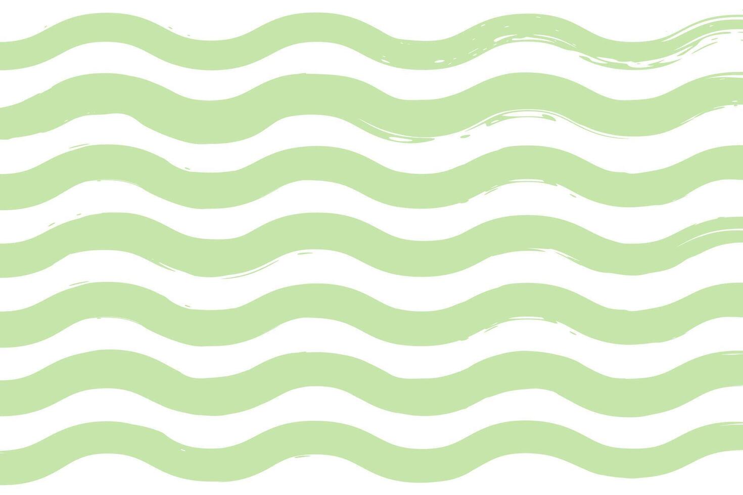 Hand drawn wave pattern with brush and green paint. illustration vector