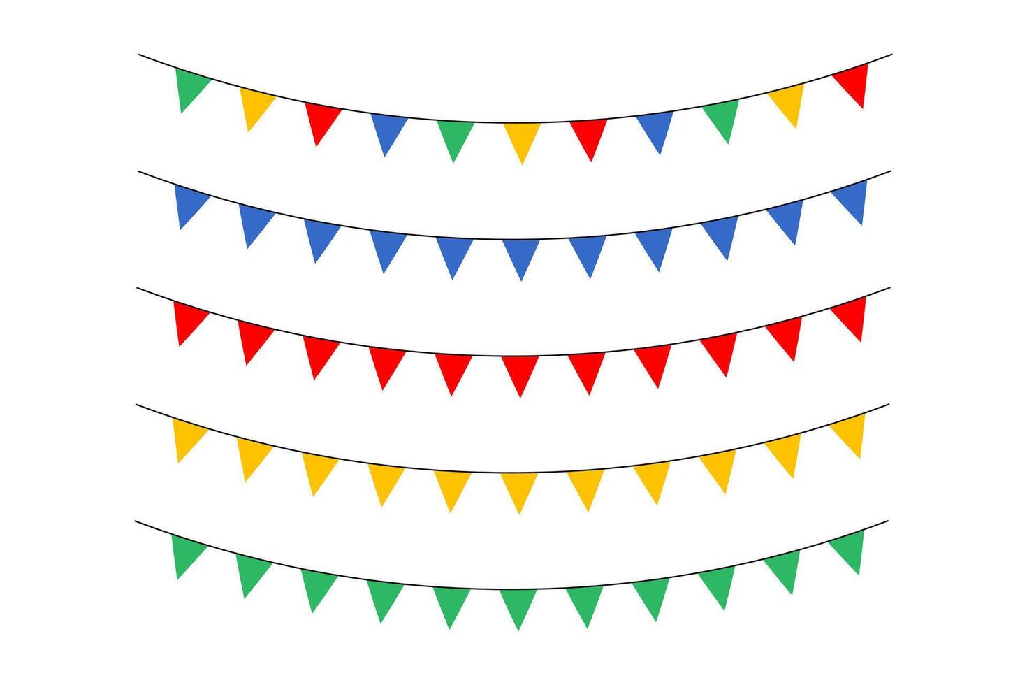 Colorful triangular flag decoration with rope vector