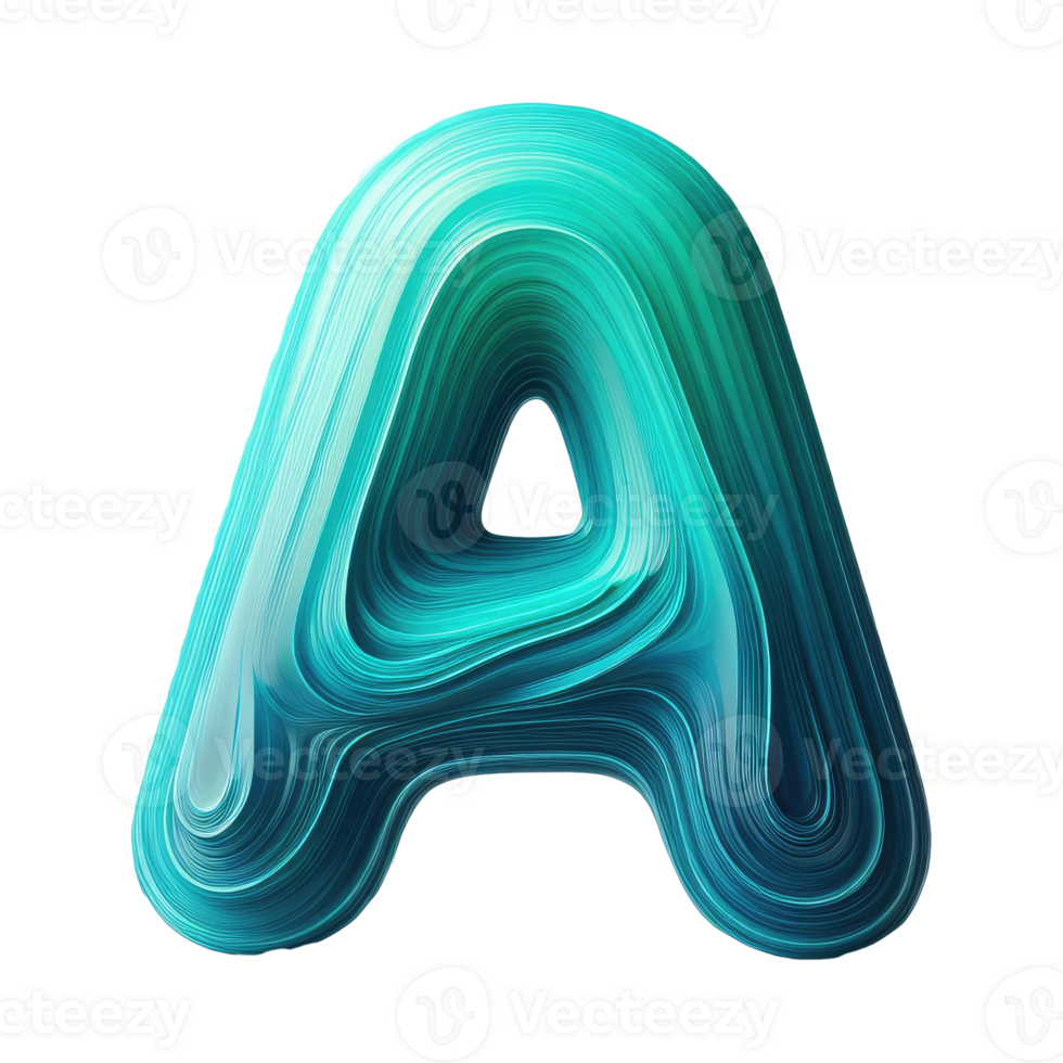 The letter a is made of a blue and green swirl png