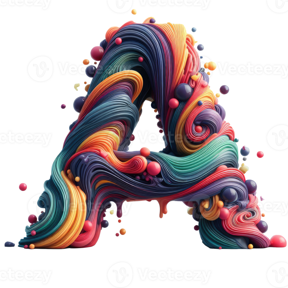 The letter a is made of colorful swirls png
