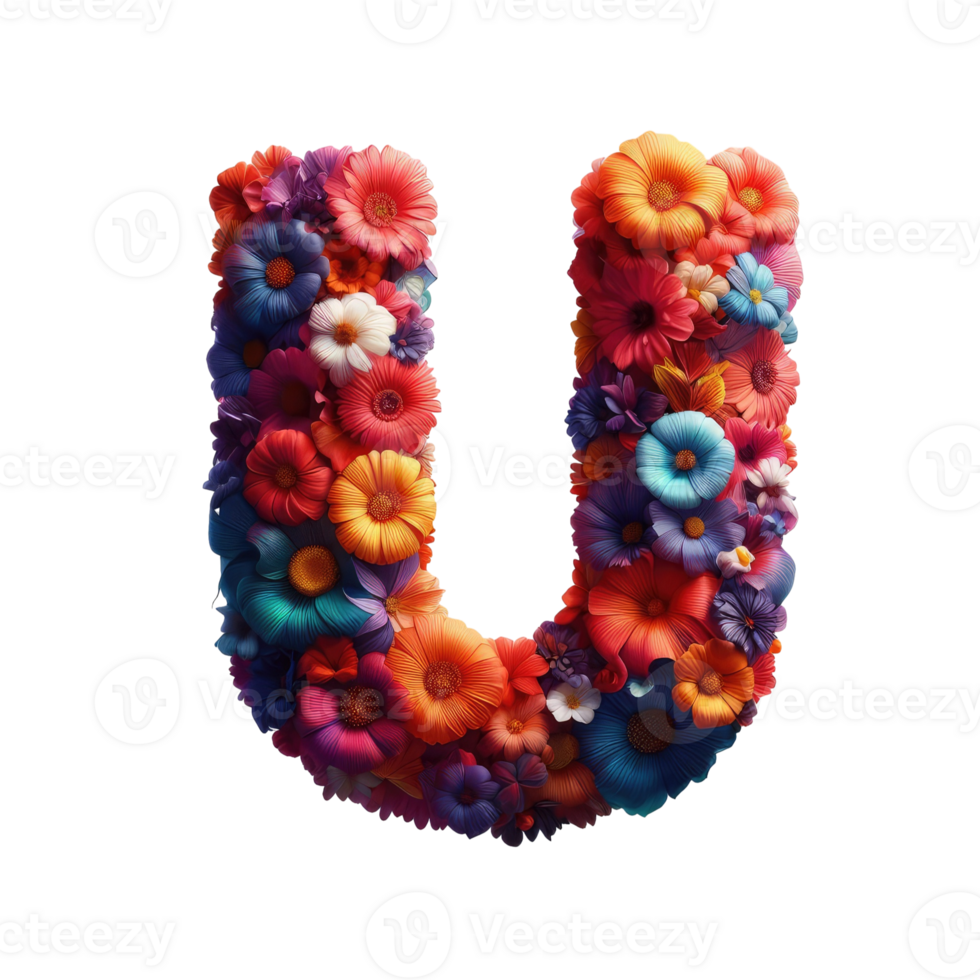 The letter u is made of flowers png