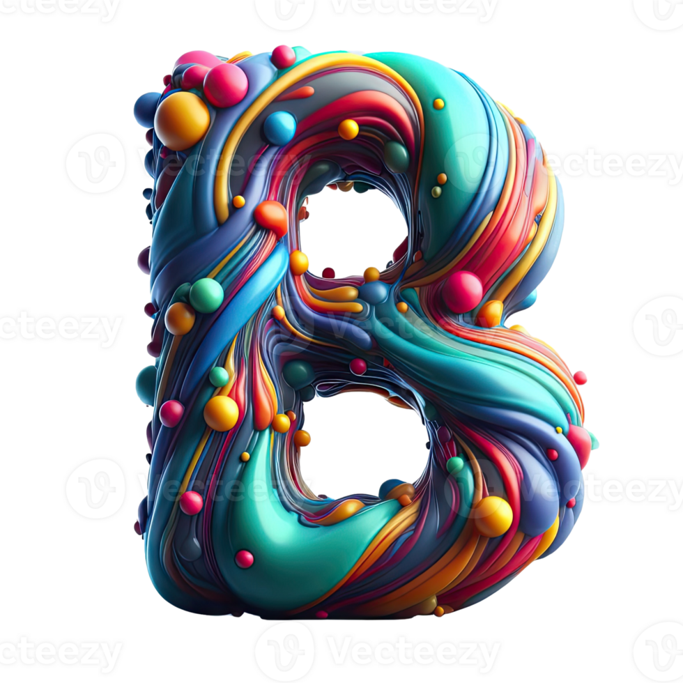 3d letter b made of colorful paint png