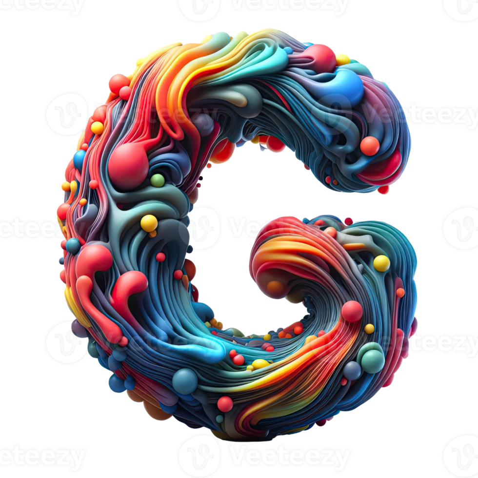 3d letter g made of colorful swirls png