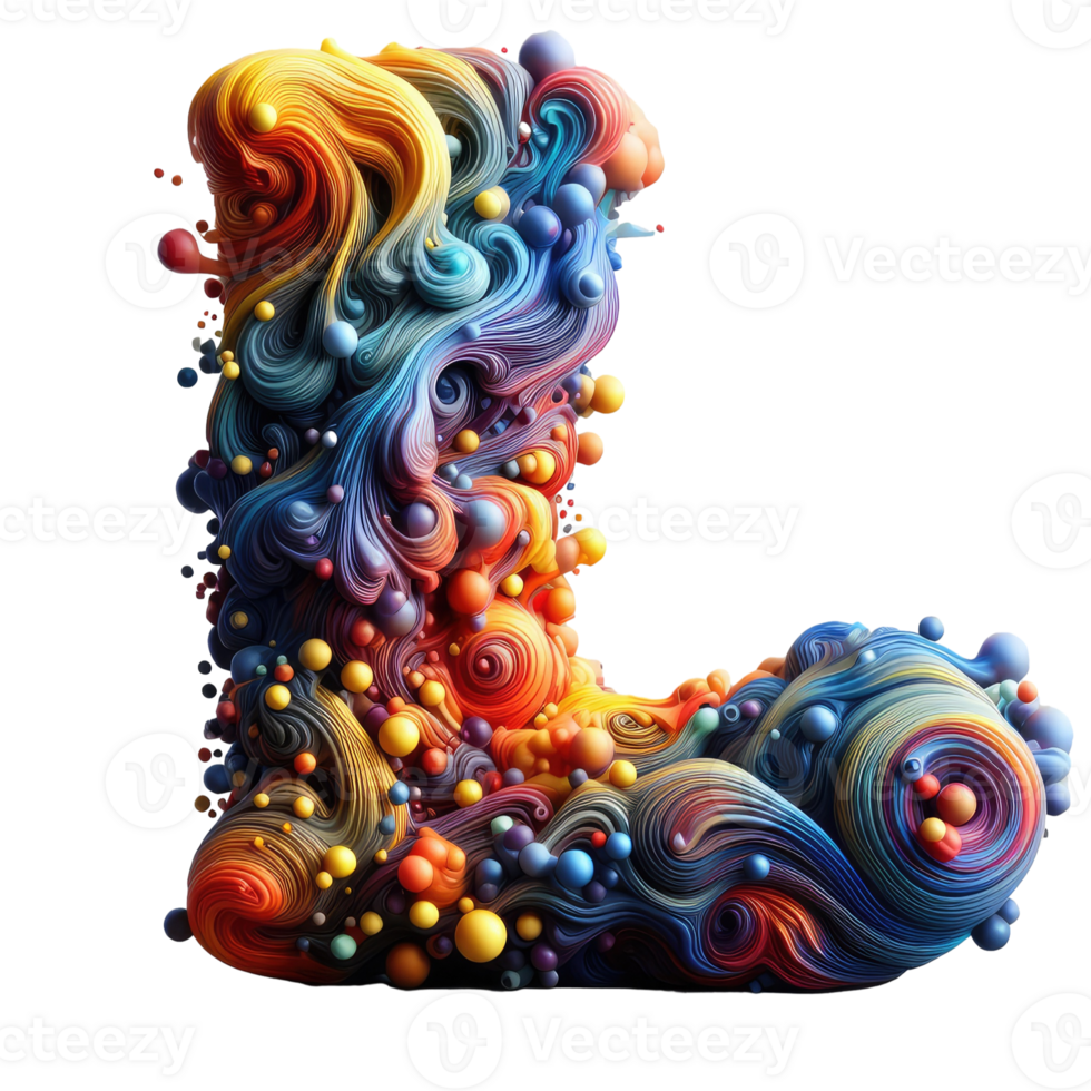 The letter l is made of colorful swirls png