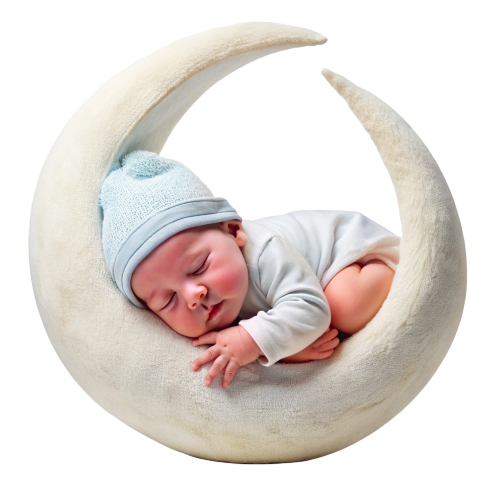 verträumt Baby Schlafen auf Halbmond Mond png