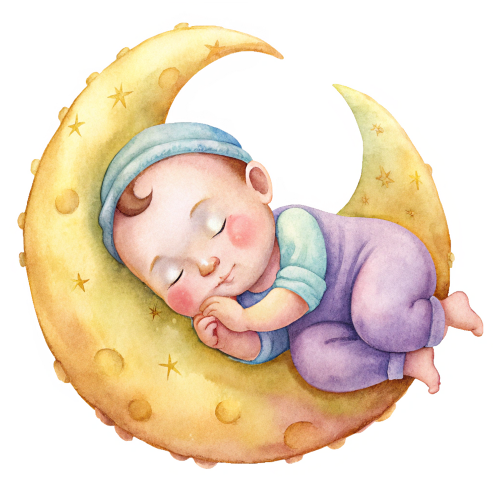Sweet Baby Resting on Crescent Moon png