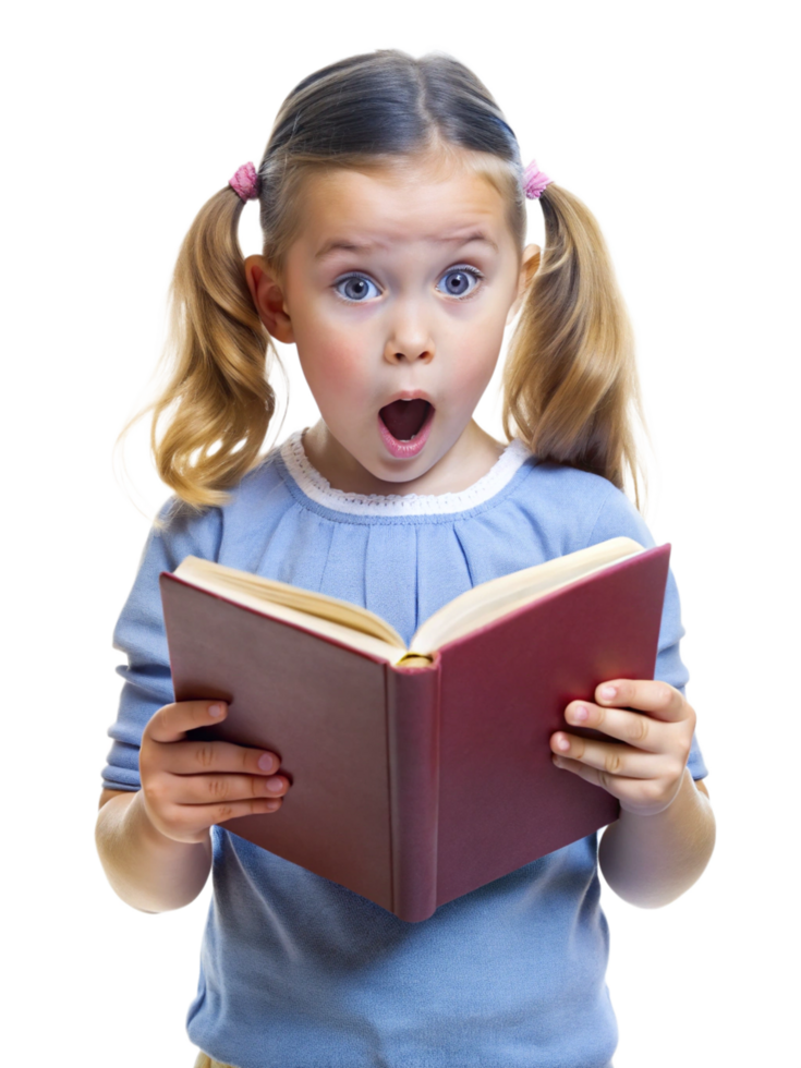 Surprised Little Girl Engaged in a Storybook png